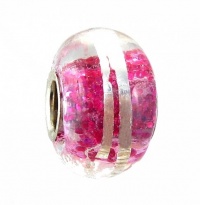 Pandora Style Charm Bead (Z112) Glitter Core Glass (14mm x 10mm) (fits Troll too) ~ Solid Single Core Design