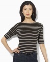 A chic boat neckline infuses Lauren by Ralph Lauren's classic cotton jersey petite tee with breezy, relaxed style.