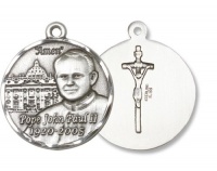 Pope John Paul Ii / Vatican Unusual & Specialty Sterling Silver Pope John Paul II Pendant Stainless Silver Heavy Curb Chain