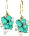 Anne Klein Sorbet Gold-Tone Multi-Turquoise Colored Shaky Hoop Earrings