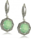 Judith Jack MALDIVES Sterling Silver, Marcasite and Chrysoprase Stone Small Drop Earrings