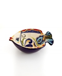 Set an everyday table that's always exciting with the Bocca Geo fish cereal bowl, featuring bold patterns and vivid colors in hard-wearing earthenware from Tabletops Unlimited. Use as a decorative accent in addition to serveware.