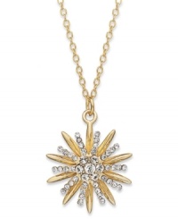 A burst of beauty. Giani Bernini's starburst pendant is set in 24k gold over sterling silver with sparkling cubic zirconia accents that enhance the appeal. Approximate length: 18 inches. Approximate drop: 3/4 inch.