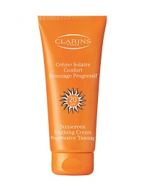 Nurturing, water-resistant protection for all skin types exposed to intense sunlight. Fine and comfortable, this cream ensures an even, long-lasting tan. SPF 20. 7.7 oz. 