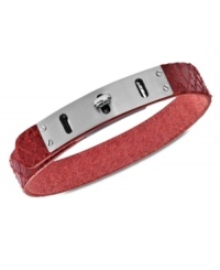 Simply chic. Fossil's bracelet is crafted from red leather with a turnlock closure in silver-tone mixed metal adding a stylish touch. Adjusts to fit wrist. Approximate length: 7-7-3/4 inches.