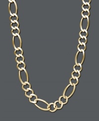 Who says style has to be subtle? This bold necklace chain features a wide figaro link crafted in 14k gold. Approximate length: 22 inches. Approximate width: 7-1/5 mm.