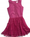 GUESS Kids Girls Big Girl Linen & Lace Dress, VIOLET (7/8)