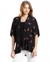 French Connection Women's Fast Sallow Swoop Kimono Top, Black, Small/Medium