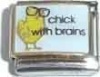 Clearly Charming Chick With Brains Animal Italian Charm Bracelet Link