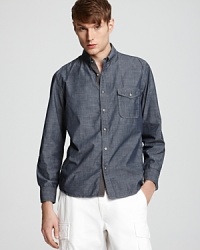 A crisp, professional look in cotton chambray. Wear it with chinos or dressier pants for consistent everyday style.