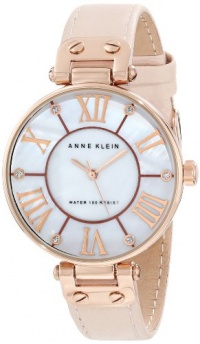 Anne Klein Women's 10/9918RGLP Leather Rosegold-Tone Pink Leather Strap Watch