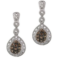 Sterling Silver 1/5ct TDW Champagne Diamond Teardrop Earrings