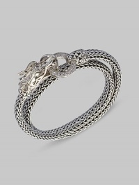 EXCLUSIVELY AT SAKS. From the Naga Lava Collection. Signature dragon head with white sapphire pavé ring. Can be worn as a bracelet or a necklace.White sapphire Sterling silver Length, about 15 Single width, about ¼ Hinge clasp closure Made in Bali 