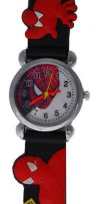 Spiderman Watch With Black Jelly Band - Children's Size.