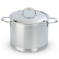 Demeyere Atlantis 8.5-qt. stockpot with lid. Demeyere's Atlantis cookware is designed with demanding professionals in mind. With a 7-ply base for exceptional conductivity and stainless steel construction for incomparable durability. The highly polished, silver-white Silvinox® finish looks lovely and makes clean-up easy.