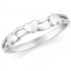 925 Sterling Silver Cute Mini Triple Heart Link Love Ring - Size 7