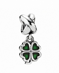 Shiny green enamel adds a polished touch to PANDORA's sterling silver four-leaf clover charm.