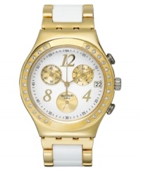 A golden timepiece that will have you floating on air from Swatch's Dreamwhite collection.