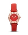 Perfect playful accessorizing with this vibrant watch from MARC BY MARC JACOBS. With a soft matte leather band and logo-engraved bezel, this piece has style-setter written all over it.