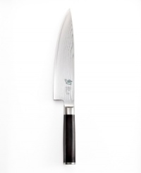 The chef's right hand-this on-point tool keeps the kitchen on task by conquering a world of cutting tasks. Crafted from stainless steel with an impenetrable steel core, this traditional Japanese blade features precision angling on each side, a full tang for incredible strength and balance and a D-shaped ebony handle that feels just right in your hand. Lifetime warranty.