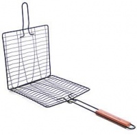 Charcoal Companion Non-Stick Triple Fish Grilling Basket with Rosewood Handle