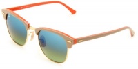 Ray-Ban Clubmaster Clubmaster Square Sunglasses,Beige On Orange Frame/Green Lens,51 mm