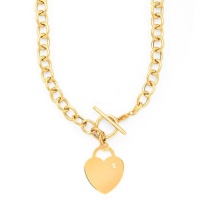 14k Yellow Gold & Diamond Engraveable Heart Necklace- 17 IN (0.01ctw)