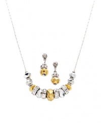 c.A.K.e by Ali Khan Jewelry Set, Silver & Gold-Tone Beads, Sliver-Plated Necklace and Drop Earrings Set