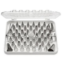 Ateco 55-Piece Stainless Steel Decorating Tube Set with Hinged Storage Box