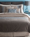 Feel the vibration. Textures unite in a symphony of style from Bryan Keith. The Jackson comforter set boasts embroidery detail, zigzag patterns and modern colorblocking to instantly give your room a sophisticated, up-to-date appeal.