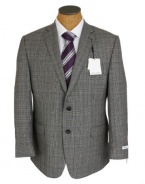 Calvin Klein Mens 2 Button Gray Plaid Slim Fit Wool Sport Coat Jacket