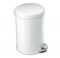 simplehuman 4.5-Liter /1.2-Gallon Round Step Trash Can, White Steel