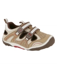 He'll feel like he's walking on sunshine with these comfy Stride Rite shoes made to help decrease falling.