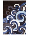 Designed to make a splash on the tween scene, this artful rug from Momeni's Lil Mo Hipster collection is the perfect update for an outgrown décor. Swirly, comic book-inspired waves in mod shades of ocean blue and slate gray are tailored to the taste of up-and-coming surfers and beach barneys.  Hand-tufted mod-acrylic is soft, strong and flame-retardent.