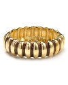 Take a detailed approach to dressing with this gold-plated ridged bracelet from Kenneth Jay Lane, sure to add hard-hitting shine.