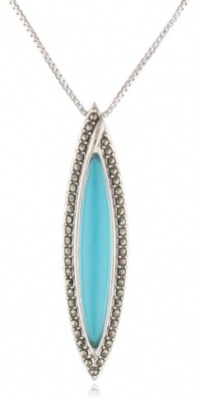 Judith Jack True Colors Sterling Silver, Marcasite and Turquoise Linear Pendant Necklace, 18