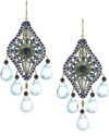 Miguel Ases Green Agate and Blue Topaz 14k Gold Filled Dangle Earrings