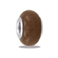 Awesome Brown Jade Stone European/Memory Charm Double Sterling Layered Bead - Fits Pandora Bracelets