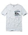 Ride the wave in this solid v-neck t-shirt with graphic front by Quiksilver.