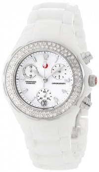 Michele Women's MWW12A000001 Ceramic Analog Textured White Enamel and Diamonds Watch