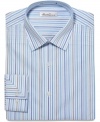 Classic stripes in a cool color wash let this Kenneth Cole New York dress shirt instantly seal the deal.