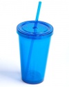 BPA Free 16 oz. Double Wall 2Go Cup with Straw and Lid (Blue)