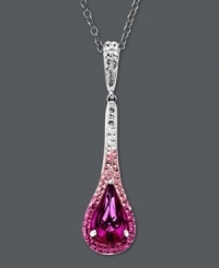 Pink perfection. Kaleidoscope's stunning drop pendant features white, pale pink and hot pink crystals made with Swarovski Elements. Setting and chain crafted in sterling silver. Approximate length: 18 inches. Approximate drop: 1-9/10 inches.