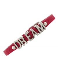 Live the dream. This mini affirmation bracelet from BCBGeneration, crafted from silver-tone mixed metal and pink PVC, makes staying in style an attainable goal. Approximate length: 8 inches.