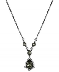 Front and center in fashion. Givenchy shines with this Y-shaped necklace crafted from hematite-tone mixed metal with glass stones adorning it. The pendant glistens with cubic zirconia accents. Approximate length: 16 inches + 2-inch extender.