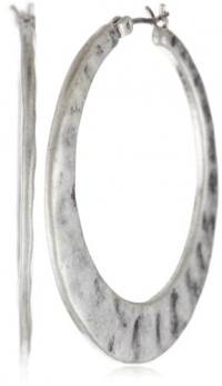 Lucky Brand Large Silver-Tone Hammered Hoop Earrings