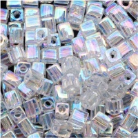 Miyuki 4mm Glass Cube Beads Crystal Clear AB #250 10 Grams