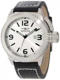 Invicta Men's 1110 Corduba Collection Silver Dial Black Leather Watch