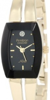 Armitron Women's 753446BKGP NOW Diamond Accented Gold-Tone Black Dial Dress Watch