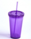 Purple BPA Free 16 oz. Double Wall 2Go Cup with Straw and Lid